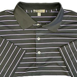 Peter Millar L Black Purple Stripe 100% Cotton Summer Comfort E 4 Polo Shirt‎